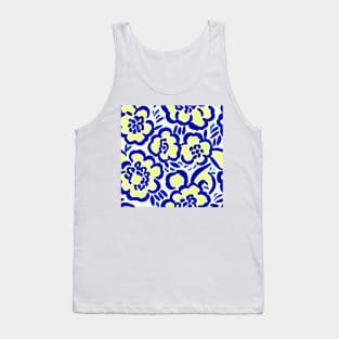 Blue and yellow retro florals Tank Top